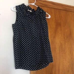 JCrew blouse navy white polka dot